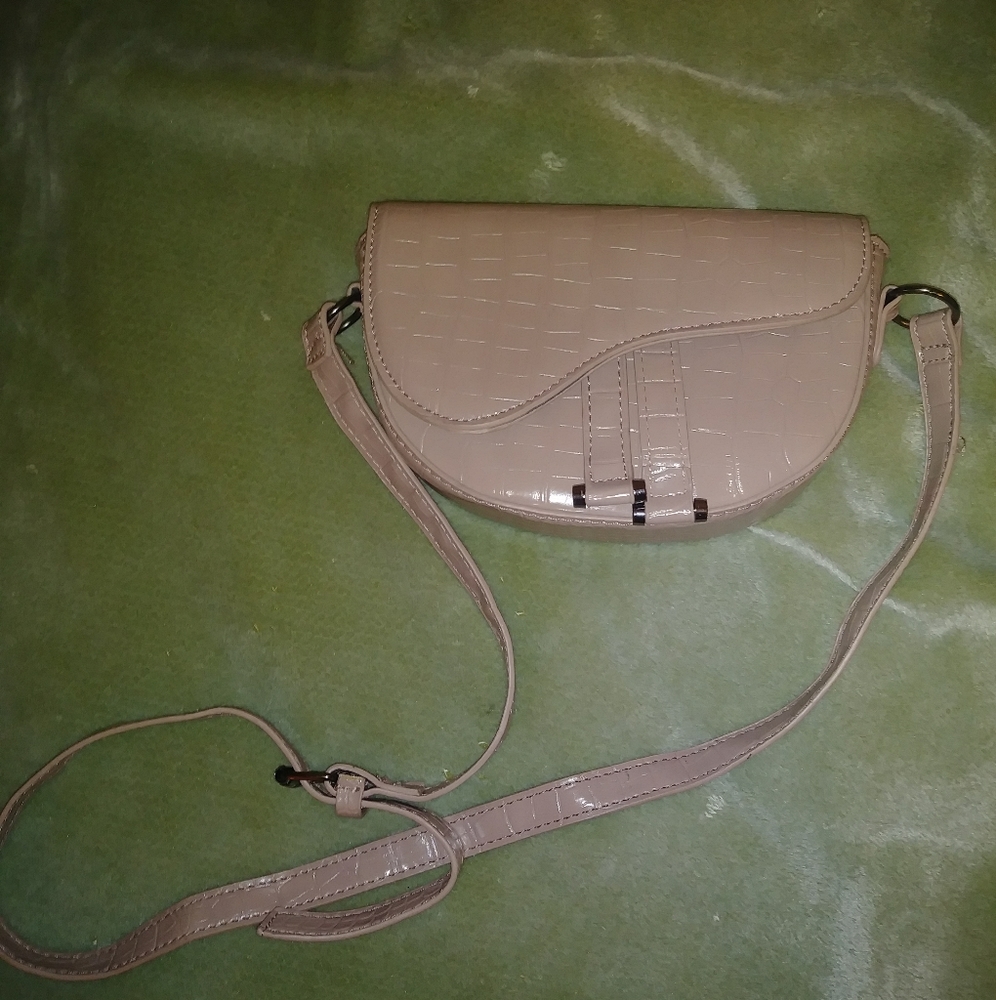 Pink croc saddle bag